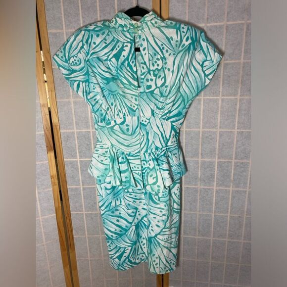 GUC Vintage 1980s does 1940s Style Size 9/10 Peplum Waist Dress 100% Cotton - Picture 6 of 12